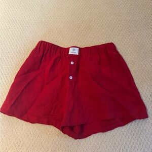 PARKE: NEVER WORN!! Red Linen Boxer Shorts